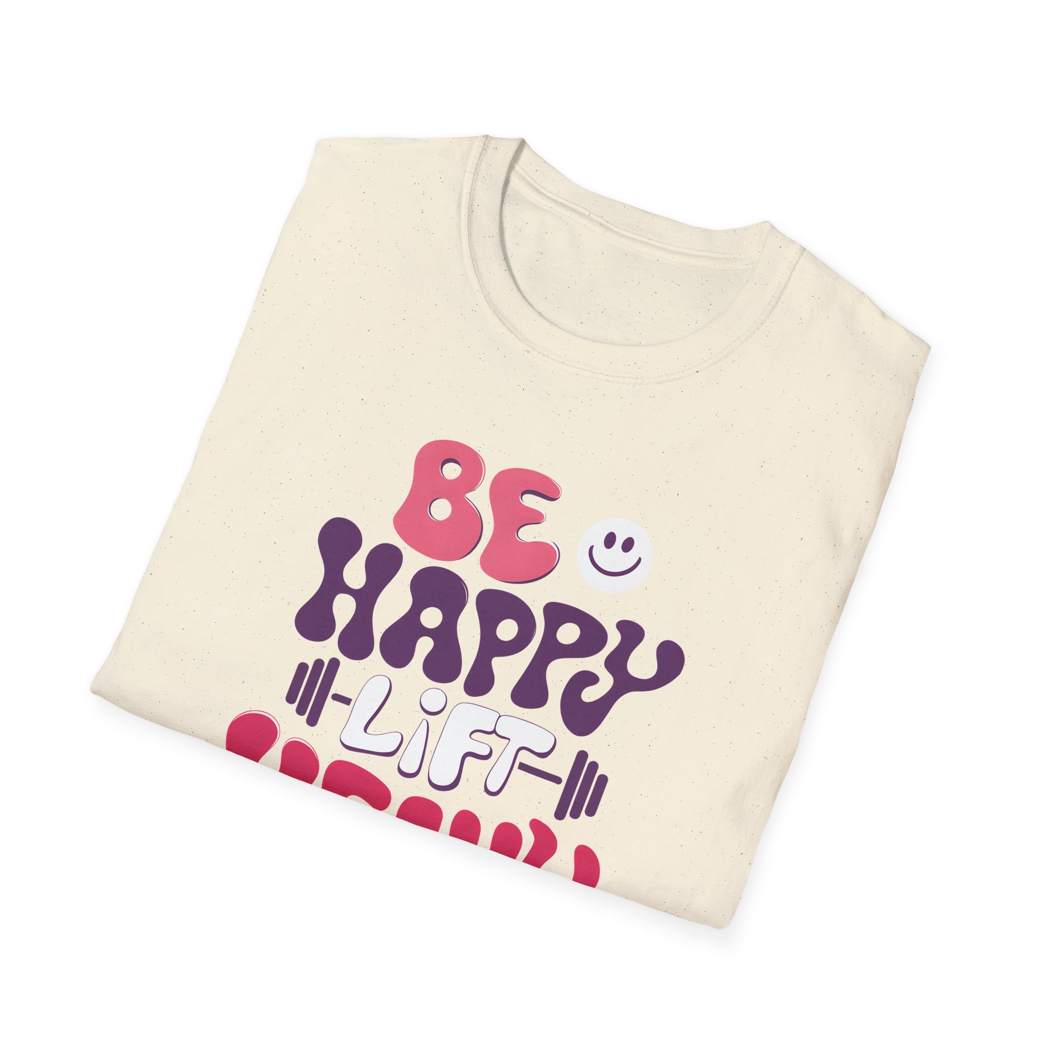 T-Shirt — "Be Happy Heavy" Retro Fitness Graphic Tee