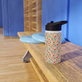 Floral Vine Stainless Steel Water Bottle — Orange Wildflower Pattern, Insulated Reusable Bottle