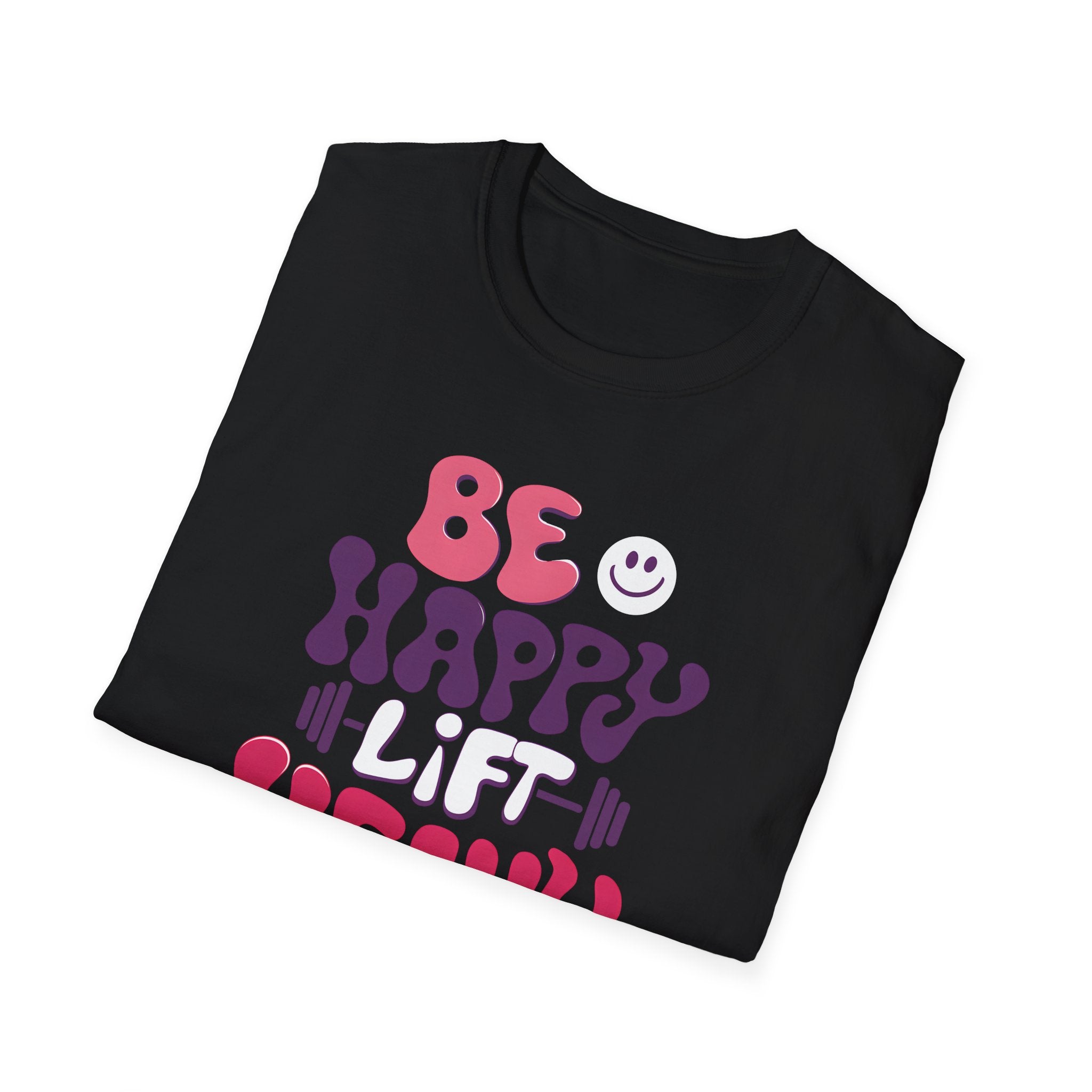 T-Shirt — "Be Happy Heavy" Retro Fitness Graphic Tee
