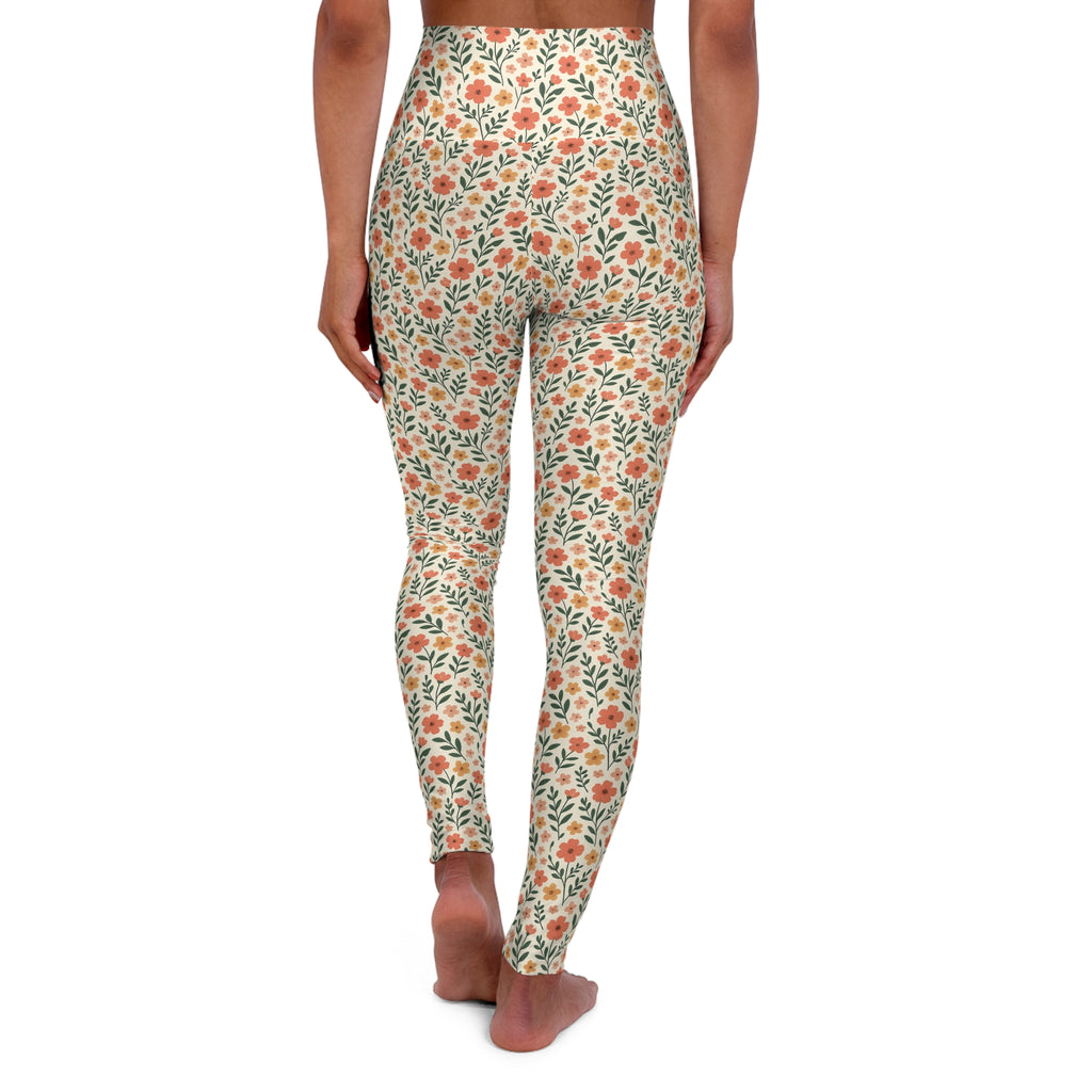 Colorful Floral Pattern High Waist Leggings | Floral Allover Print
