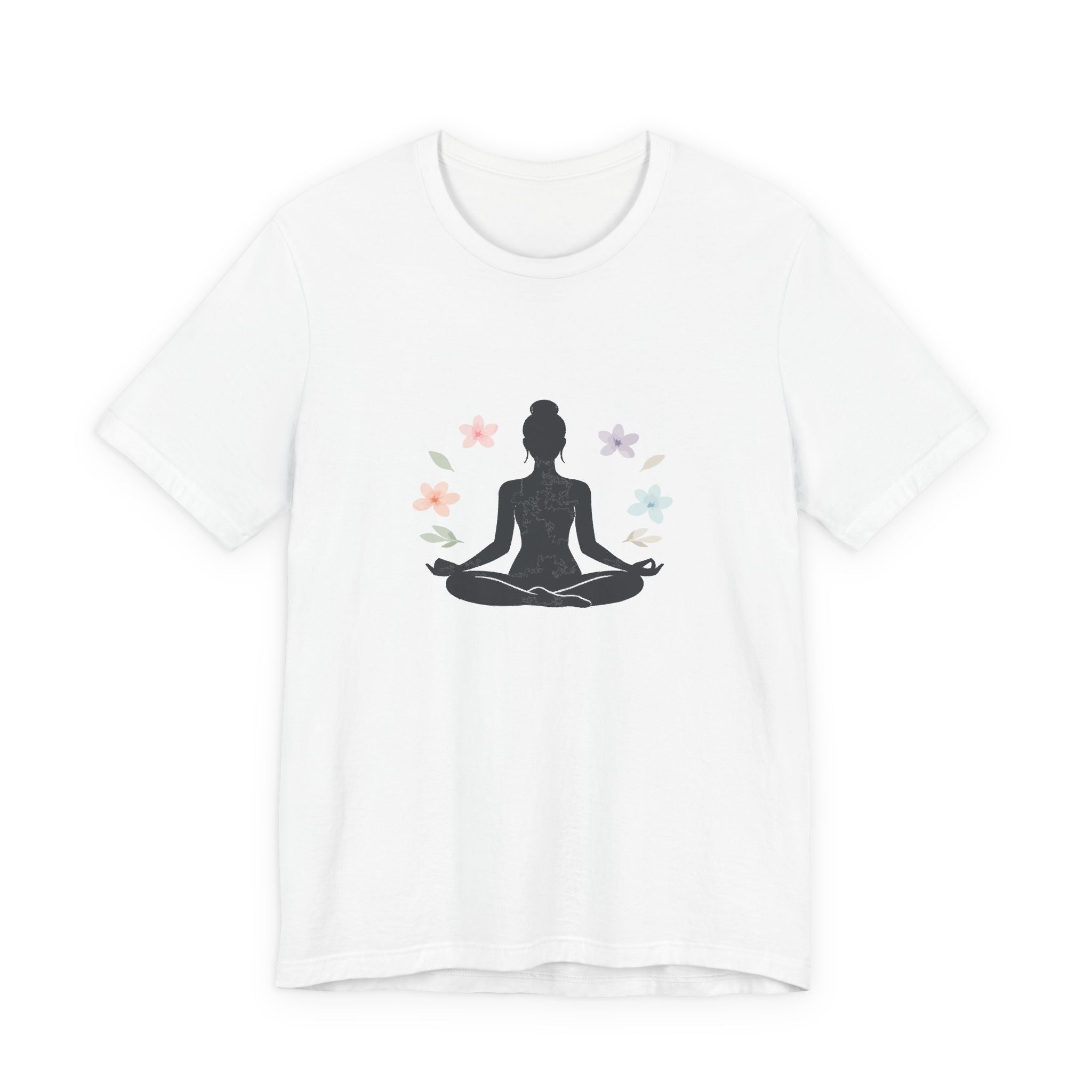 Yoga Meditation Tee — Lotus Pose Silhouette with Pastel Butterflies