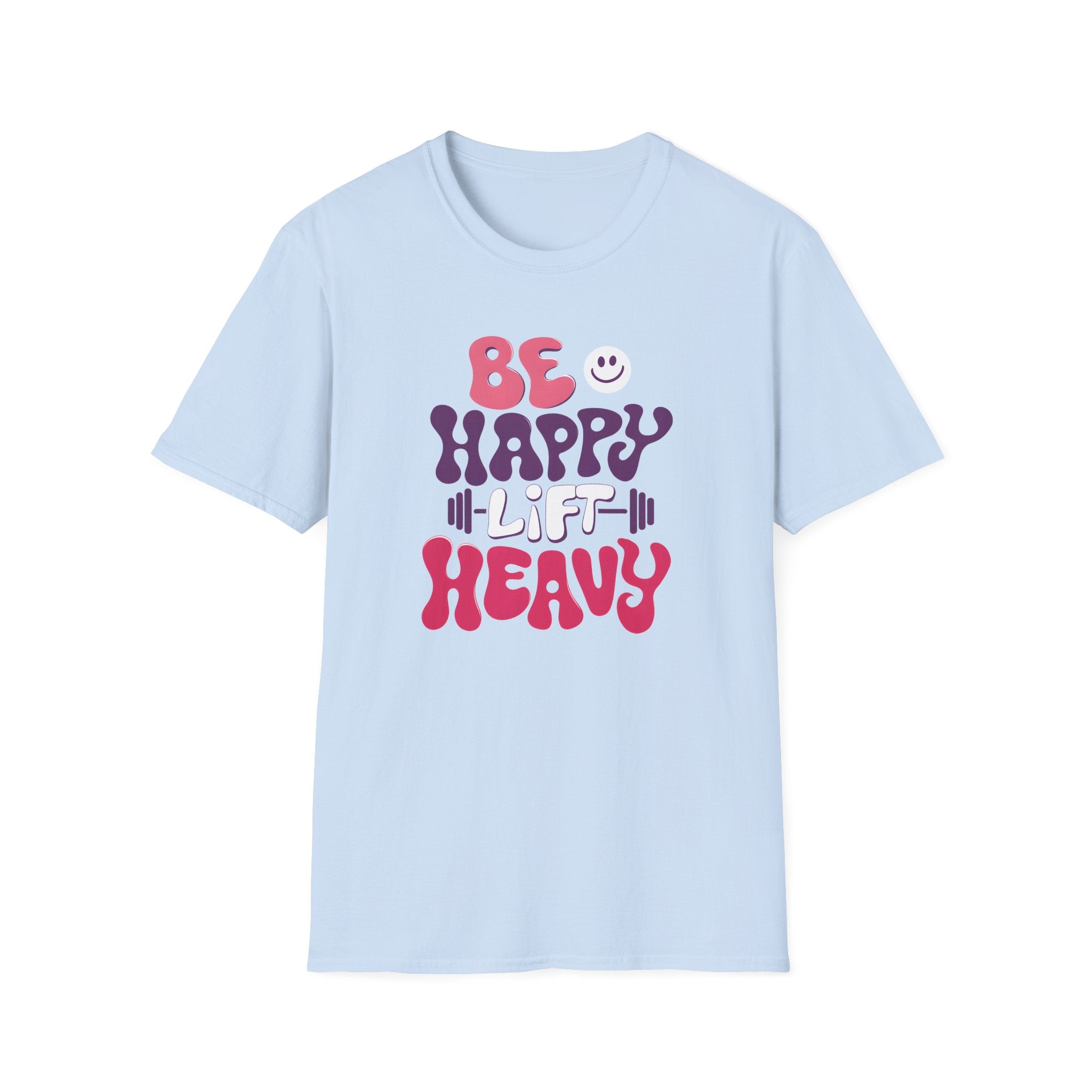 T-Shirt — "Be Happy Heavy" Retro Fitness Graphic Tee