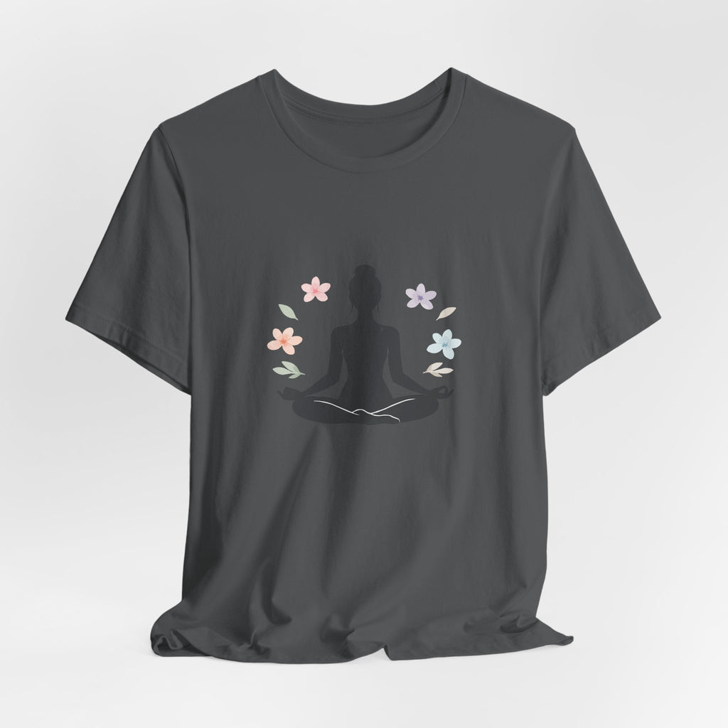 Yoga Meditation Tee — Lotus Pose Silhouette with Pastel Butterflies
