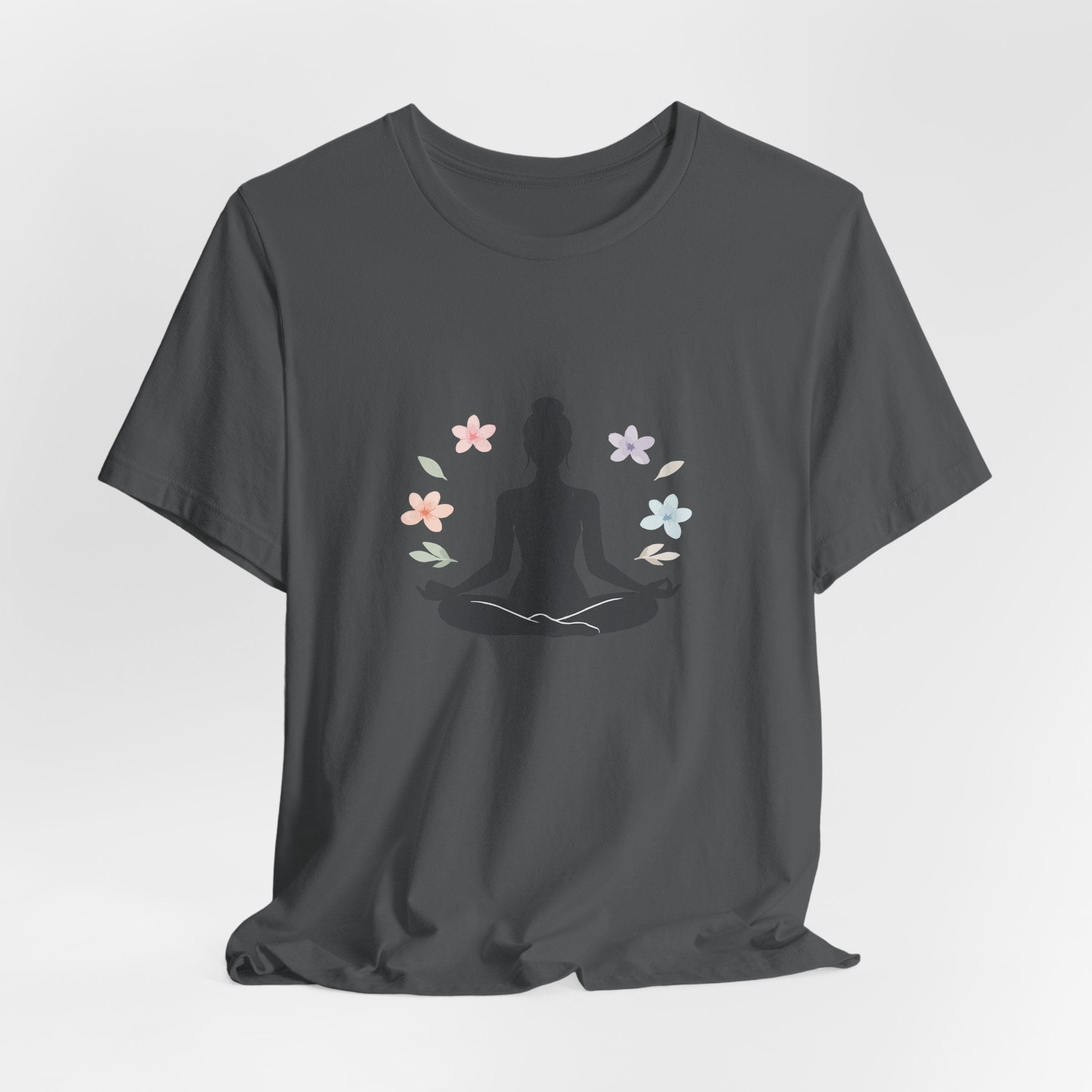 Yoga Meditation Tee — Lotus Pose Silhouette with Pastel Butterflies