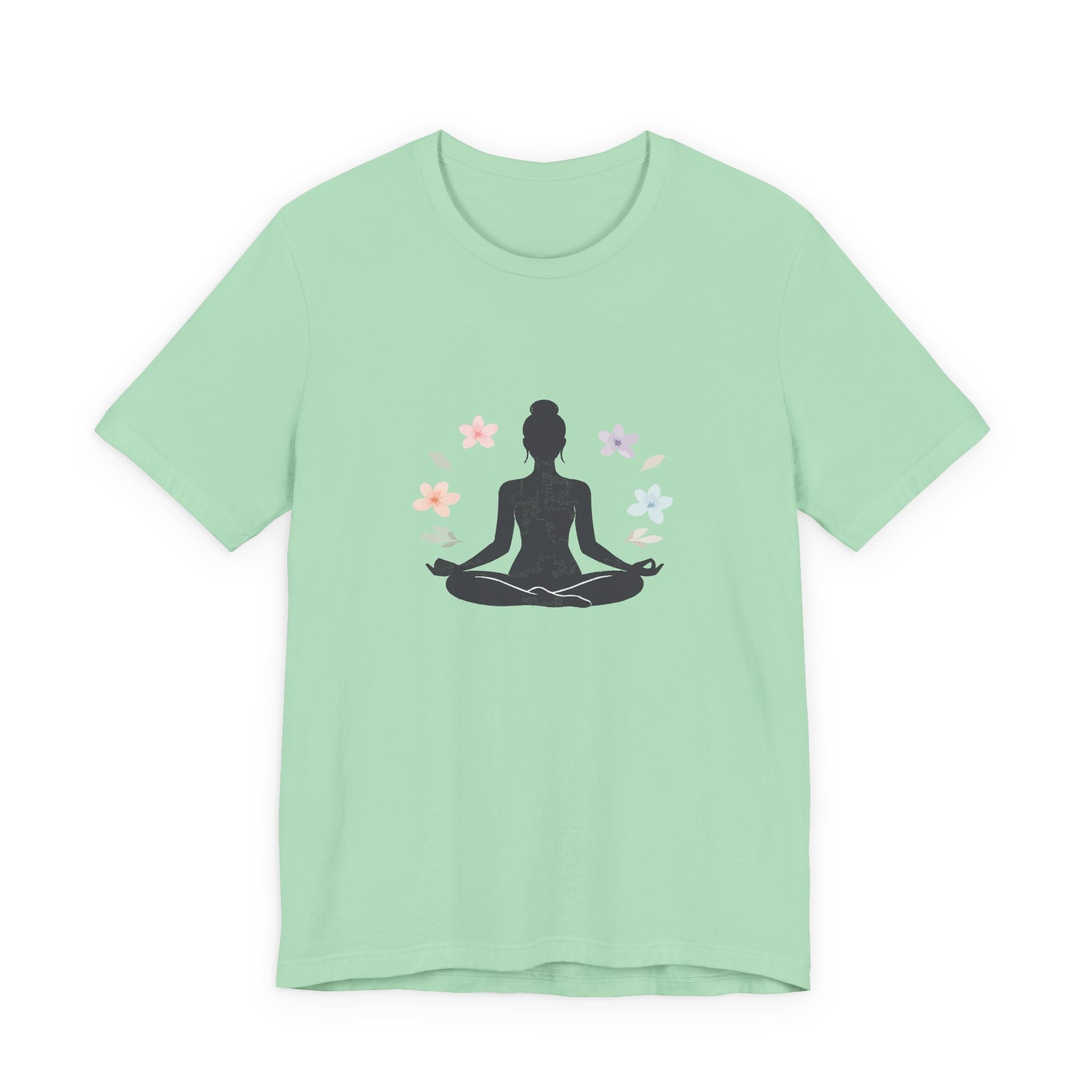 Yoga Meditation Tee — Lotus Pose Silhouette with Pastel Butterflies