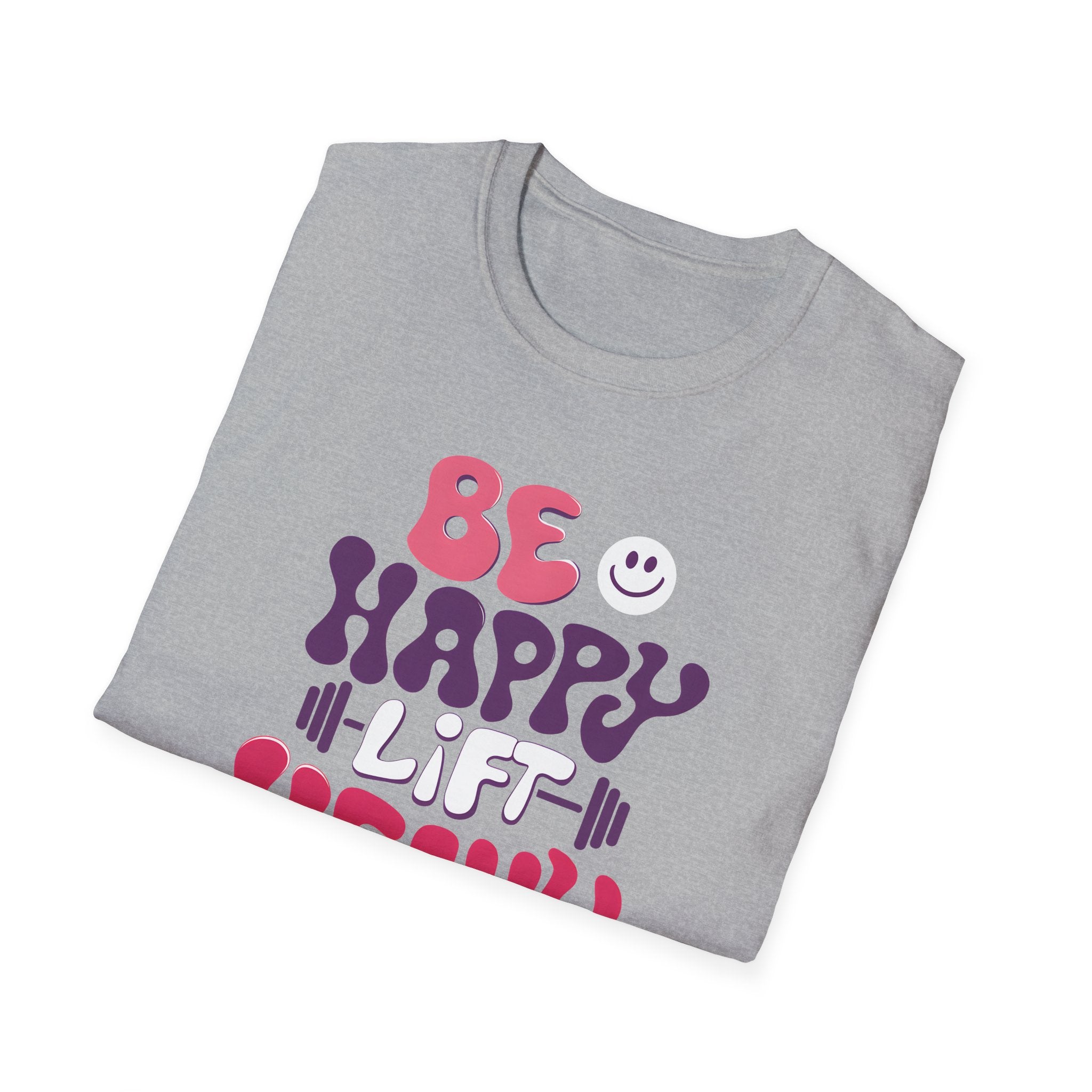 T-Shirt — "Be Happy Heavy" Retro Fitness Graphic Tee