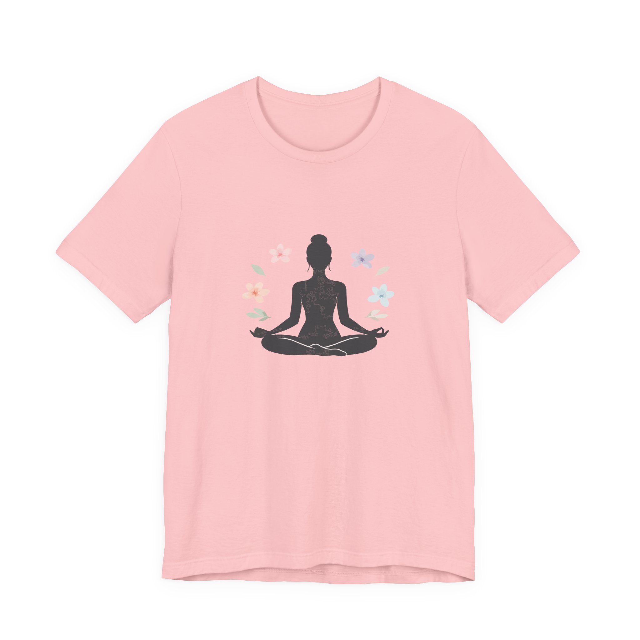 Yoga Meditation Tee — Lotus Pose Silhouette with Pastel Butterflies