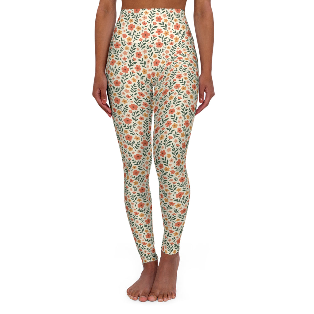 Colorful Floral Pattern High Waist Leggings | Floral Allover Print