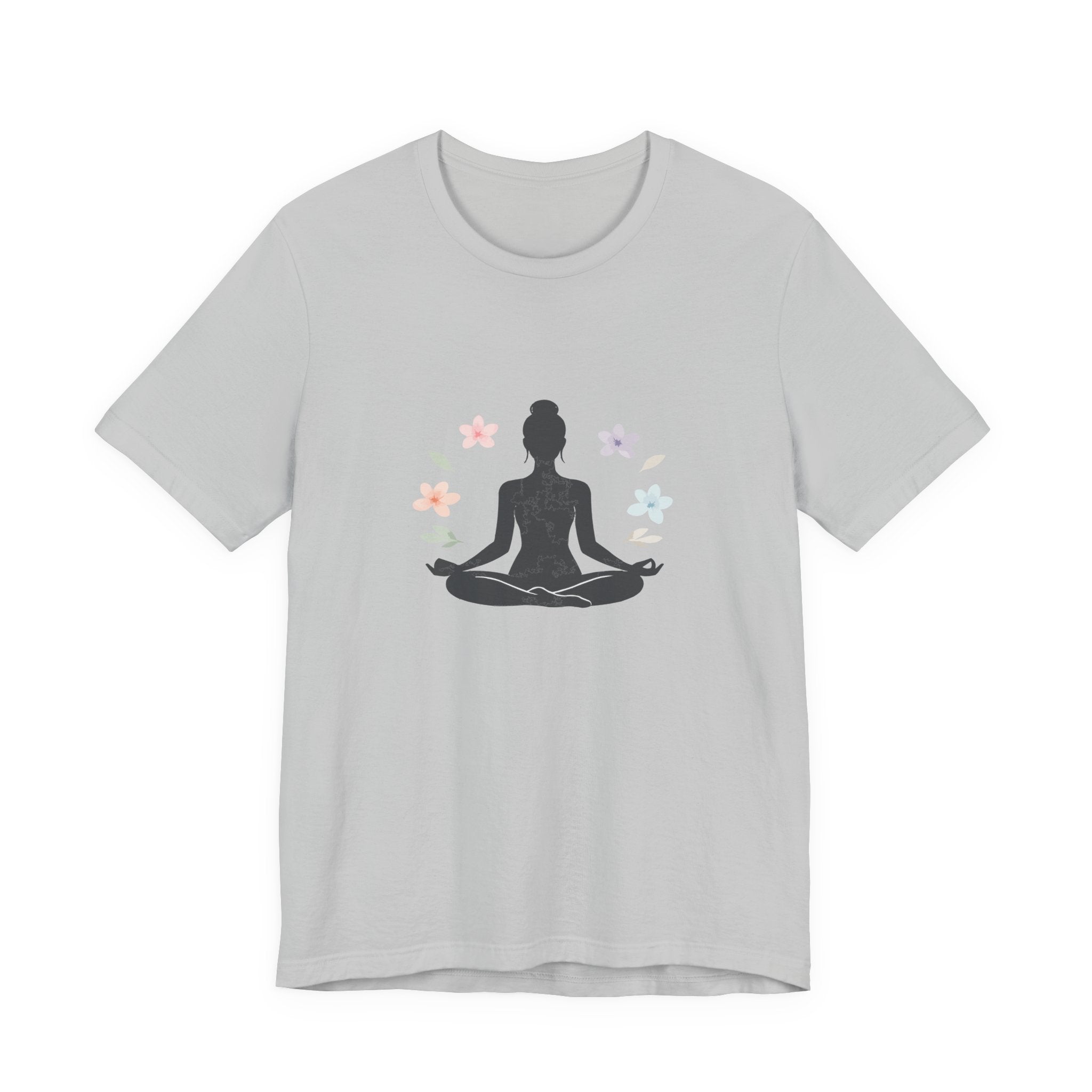 Yoga Meditation Tee — Lotus Pose Silhouette with Pastel Butterflies