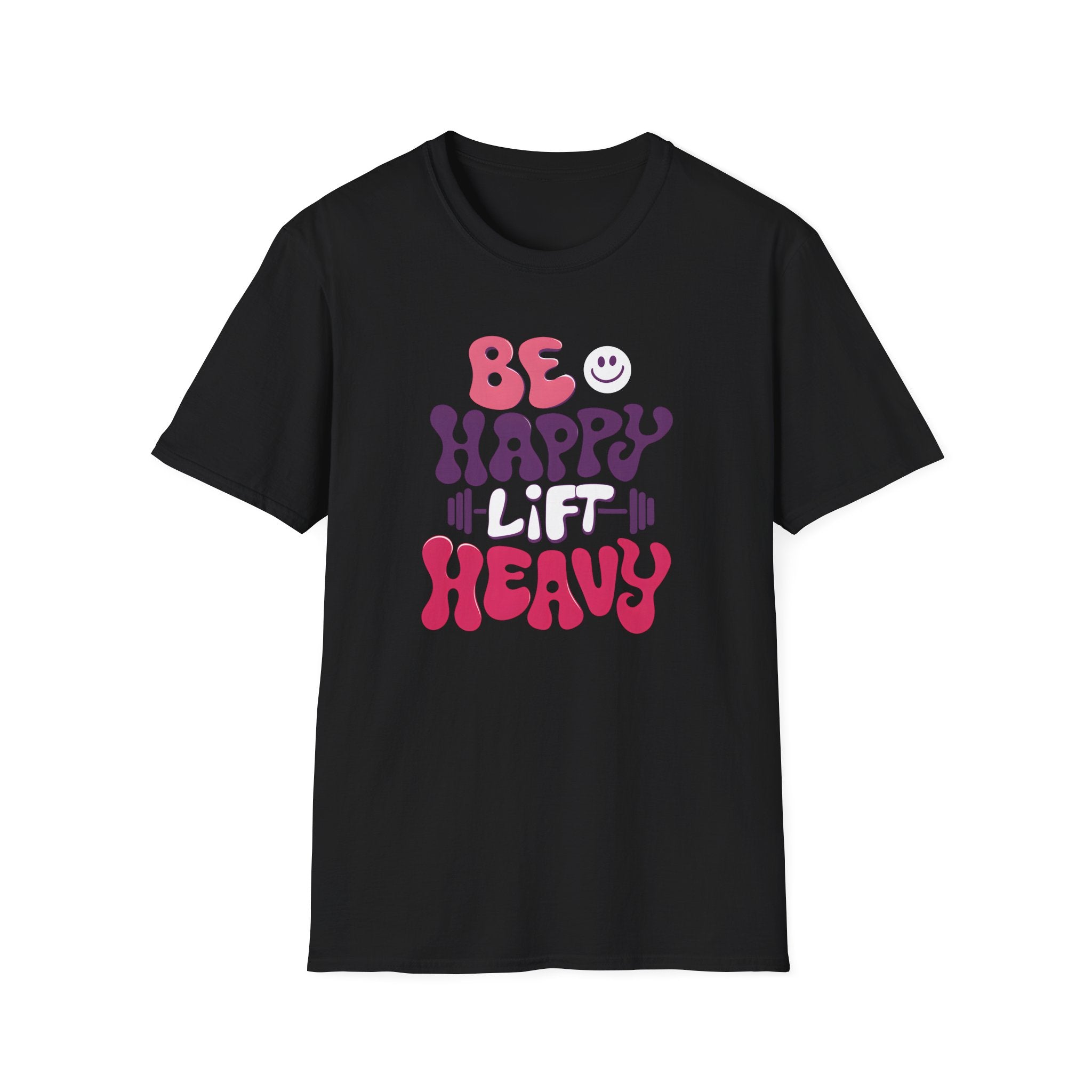 T-Shirt — "Be Happy Heavy" Retro Fitness Graphic Tee