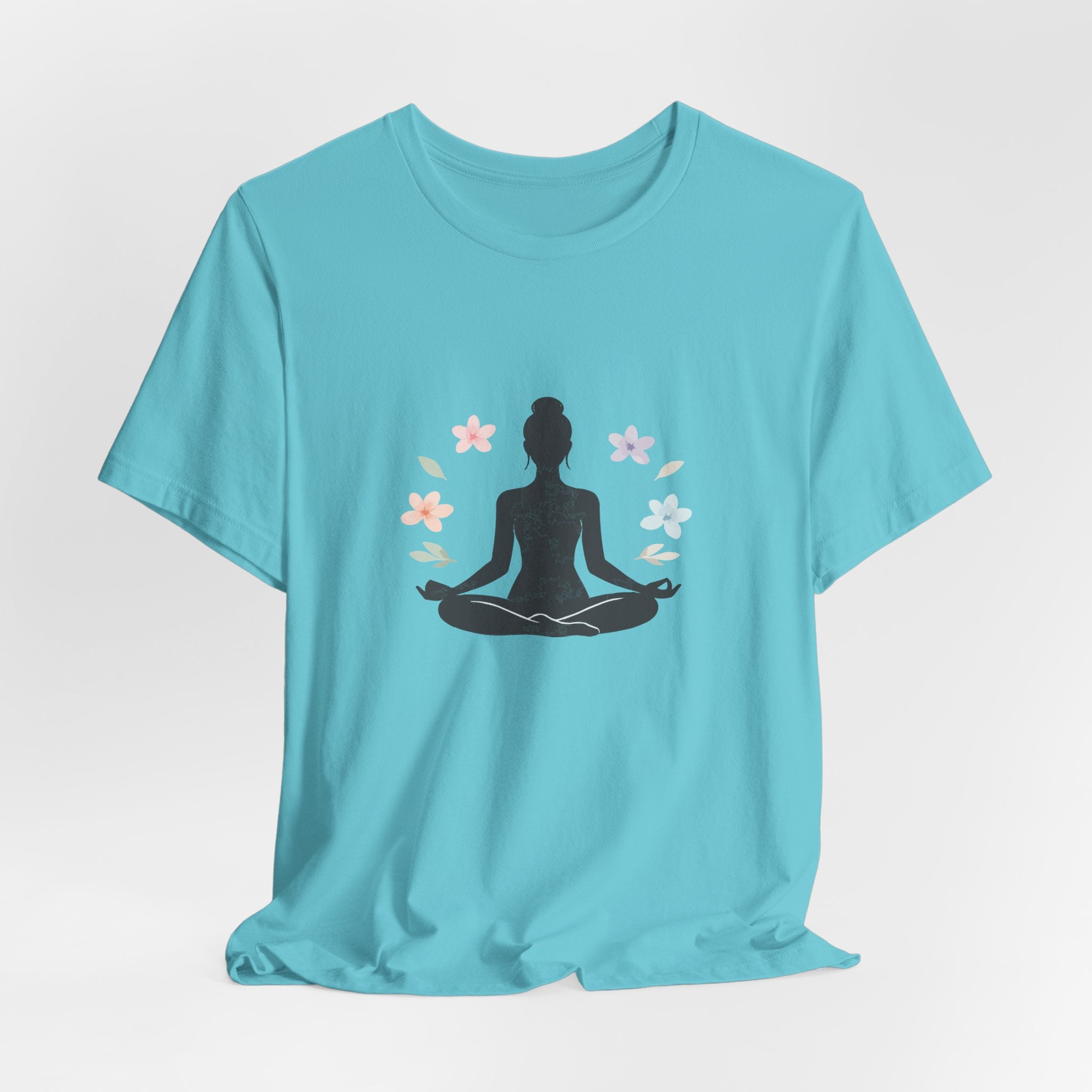 Yoga Meditation Tee — Lotus Pose Silhouette with Pastel Butterflies