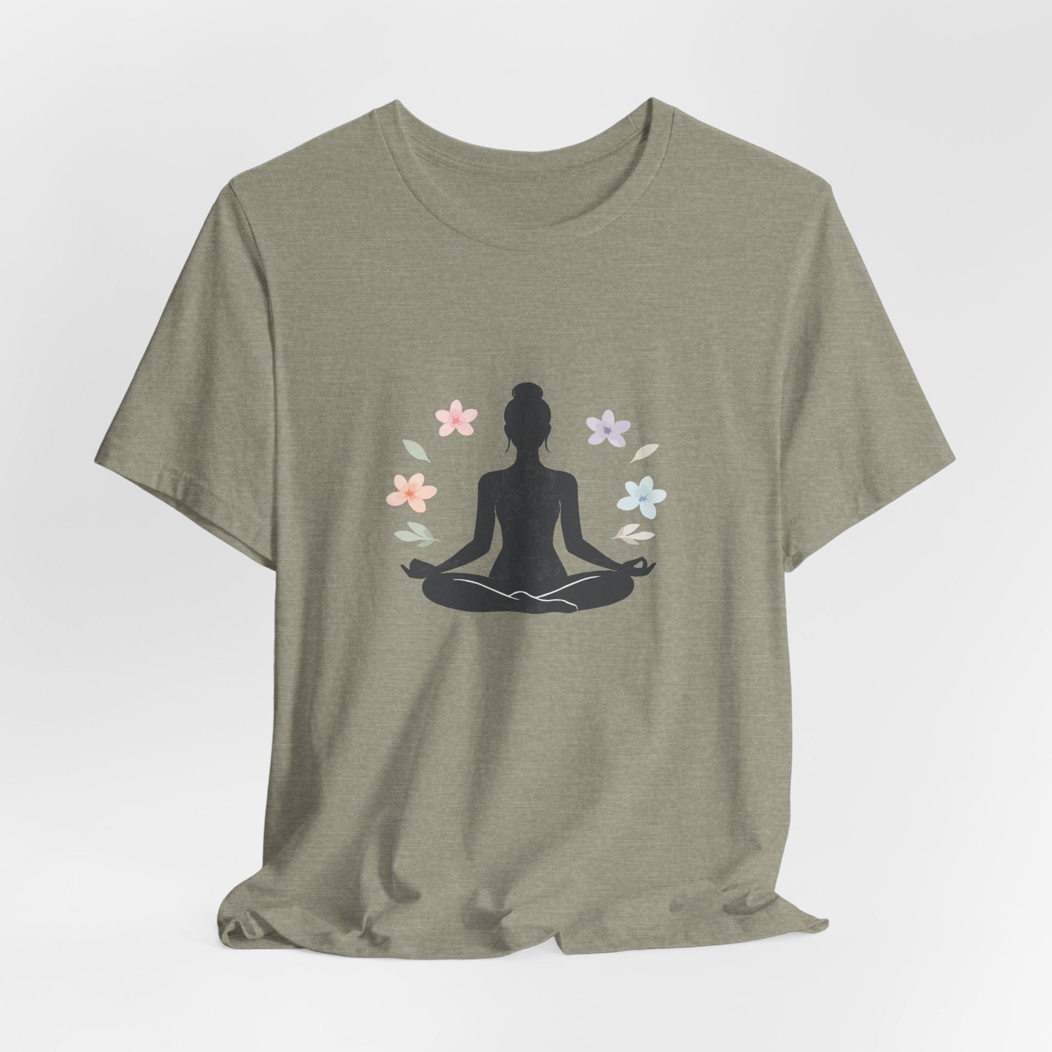 Yoga Meditation Tee — Lotus Pose Silhouette with Pastel Butterflies
