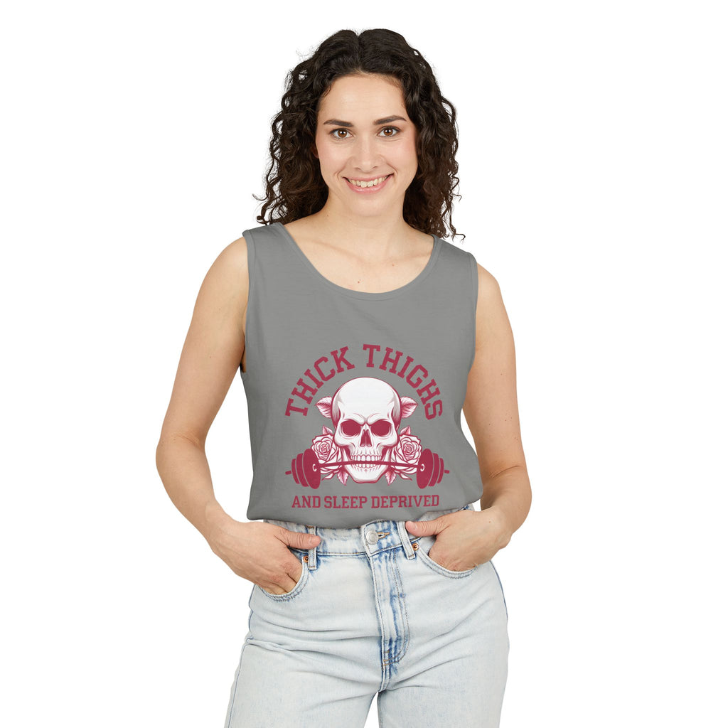 Thick Thighs And Sleep Deprived tank top | Skull Barbell Fitness