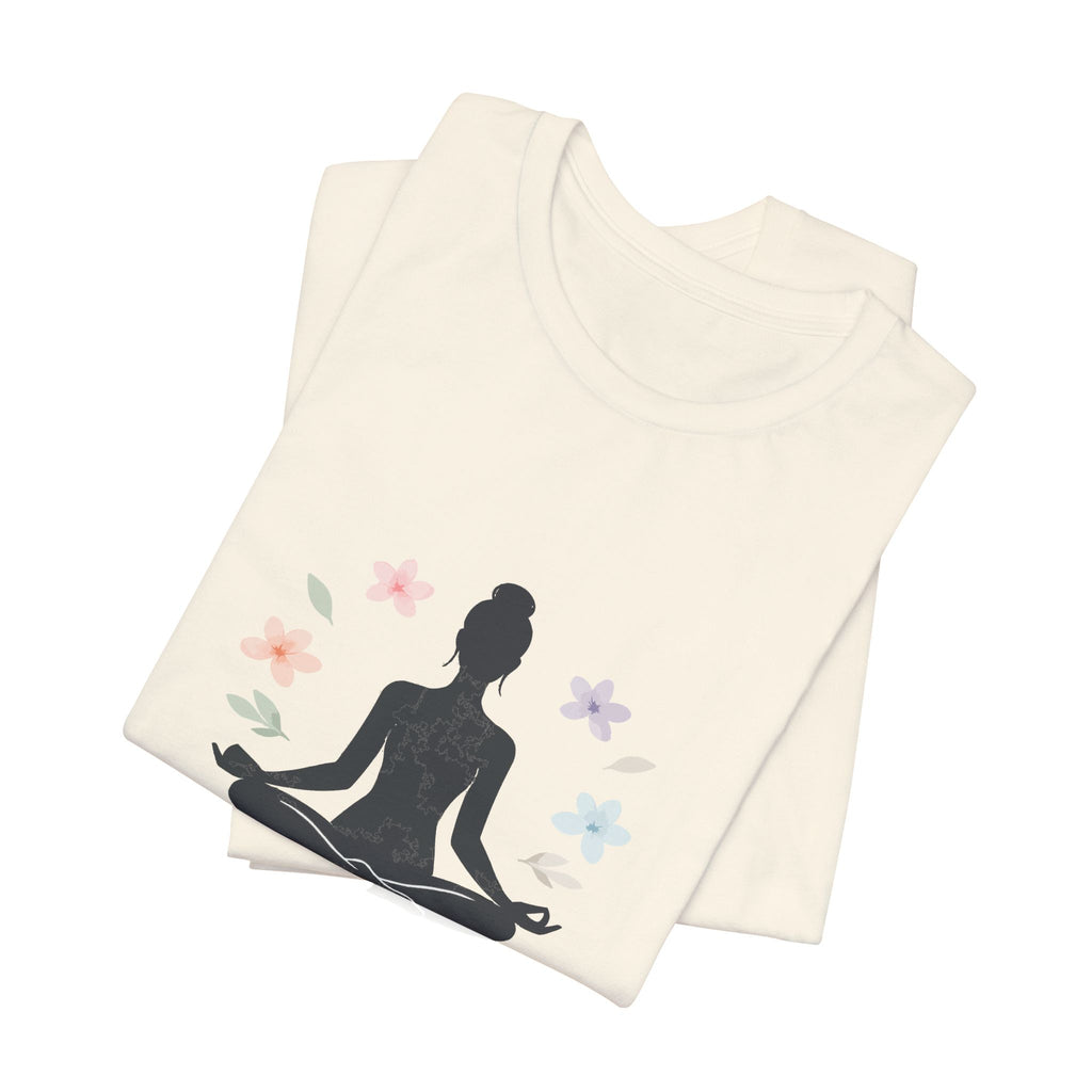Yoga Meditation Tee — Lotus Pose Silhouette with Pastel Butterflies