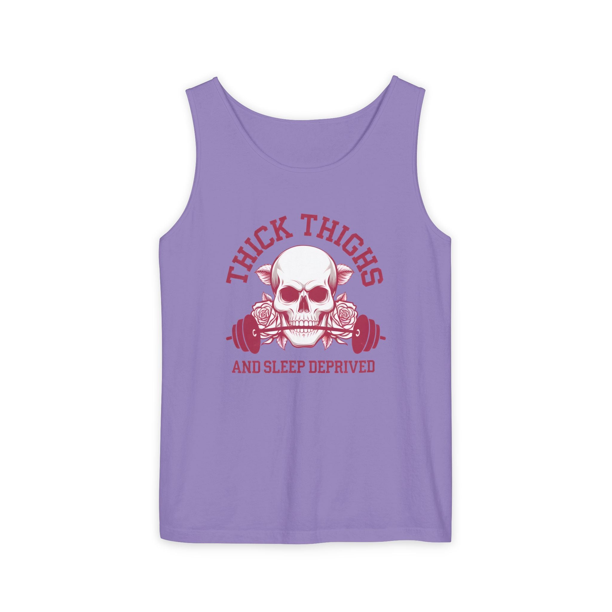 Thick Thighs And Sleep Deprived tank top | Skull Barbell Fitness