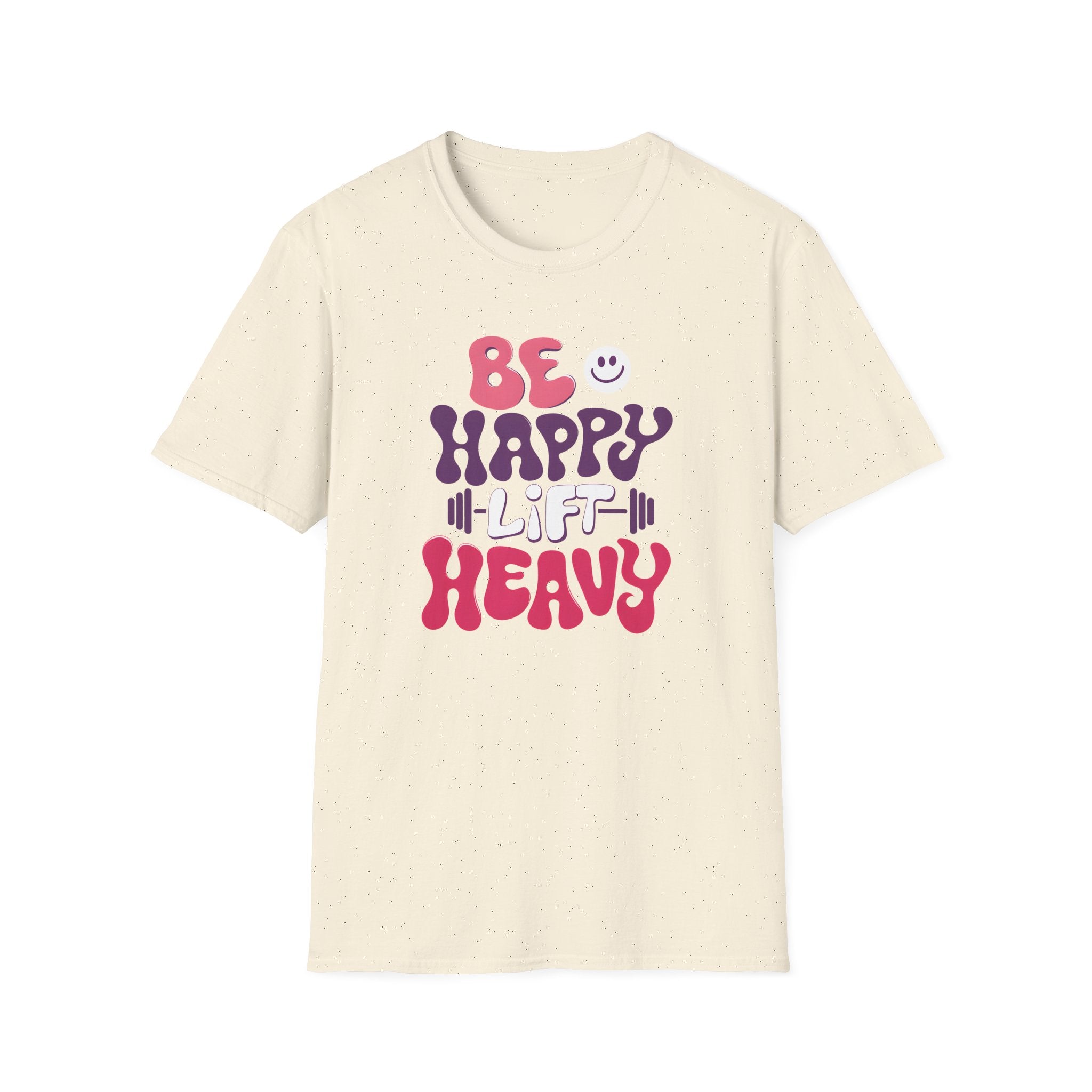 T-Shirt — "Be Happy Heavy" Retro Fitness Graphic Tee