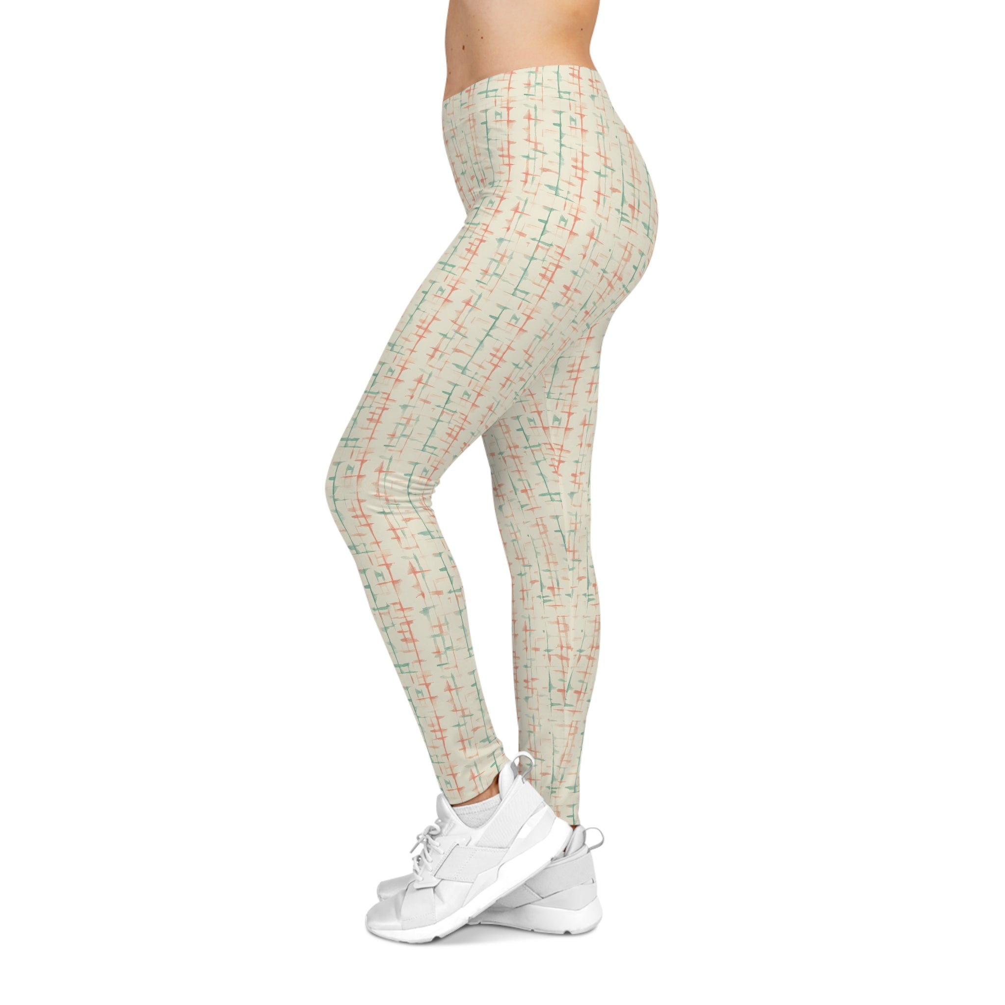 Retro Mid-Century Grid Leggings | All-Over Print