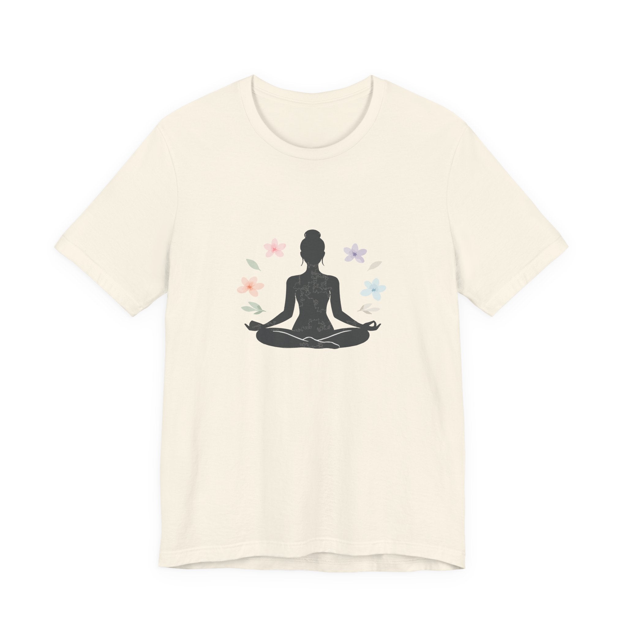 Yoga Meditation Tee — Lotus Pose Silhouette with Pastel Butterflies