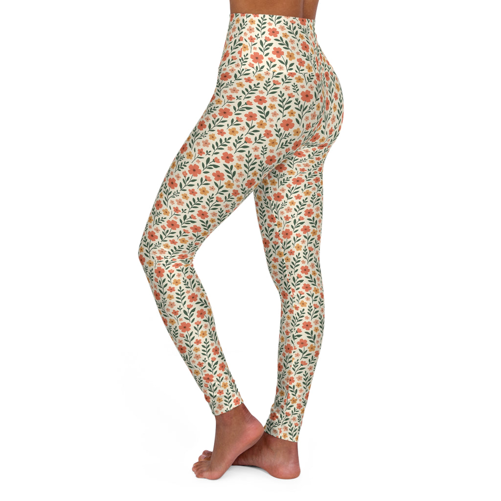 Colorful Floral Pattern High Waist Leggings | Floral Allover Print