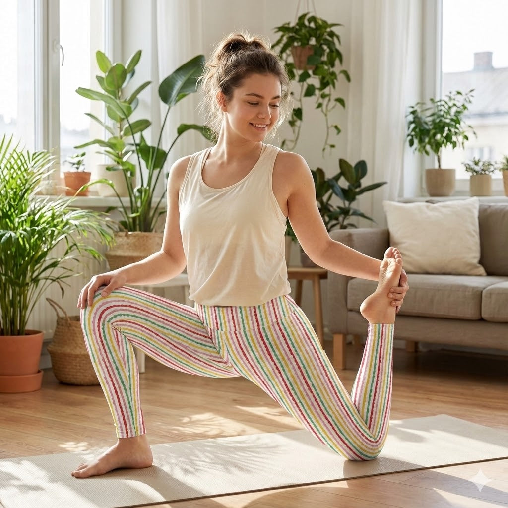 Retro Mid-Century Grid Leggings | All-Over Print