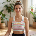Copy of Retro Wavy Stripes Sports Bra | Colorful Abstract All-Over Print