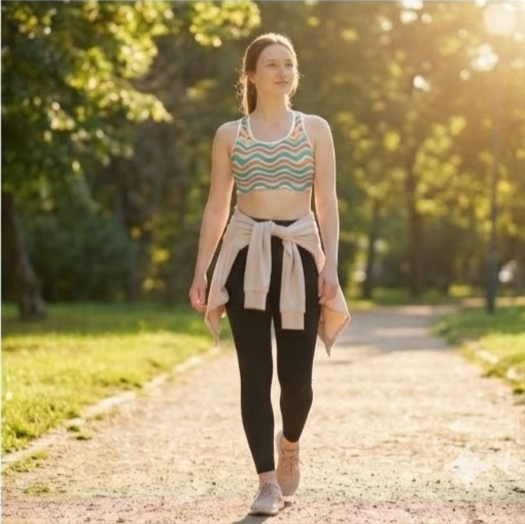 Retro Wavy Stripes Sports Bra | Colorful Abstract All-Over Print