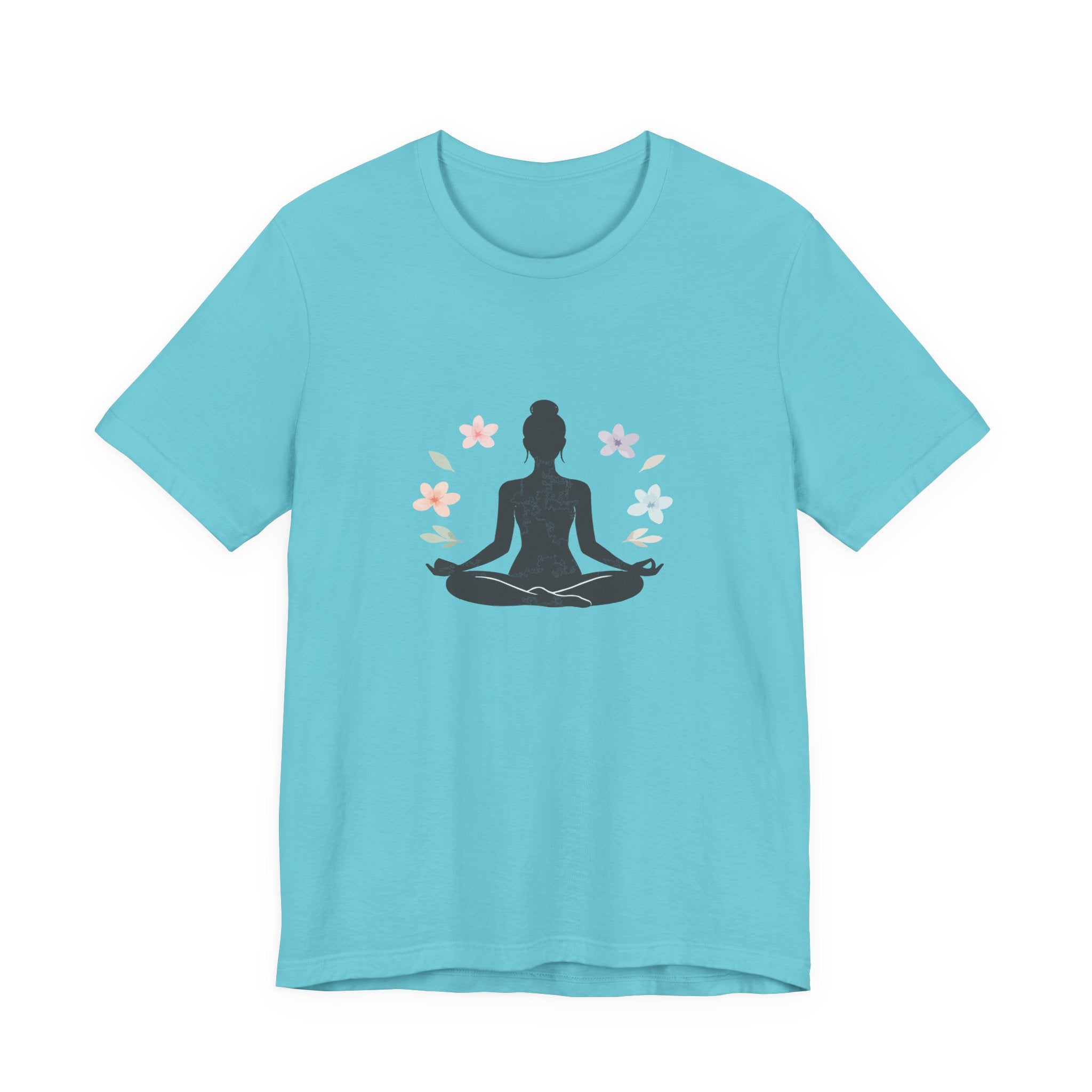 Yoga Meditation Tee — Lotus Pose Silhouette with Pastel Butterflies