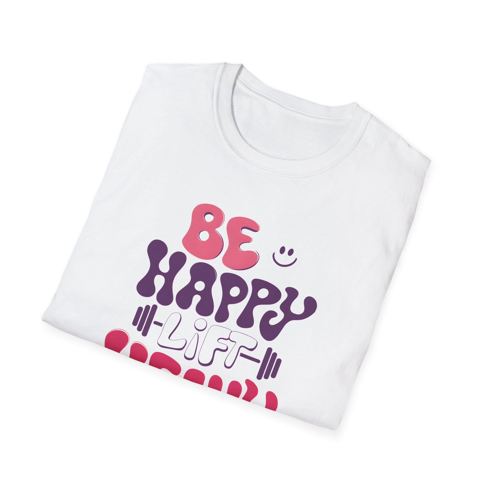 T-Shirt — "Be Happy Heavy" Retro Fitness Graphic Tee