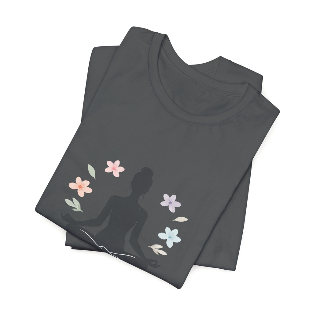 Yoga Meditation Tee — Lotus Pose Silhouette with Pastel Butterflies
