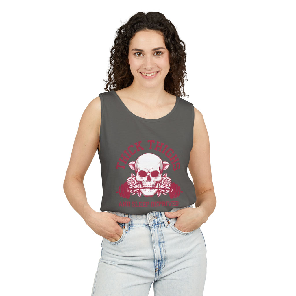 Thick Thighs And Sleep Deprived tank top | Skull Barbell Fitness