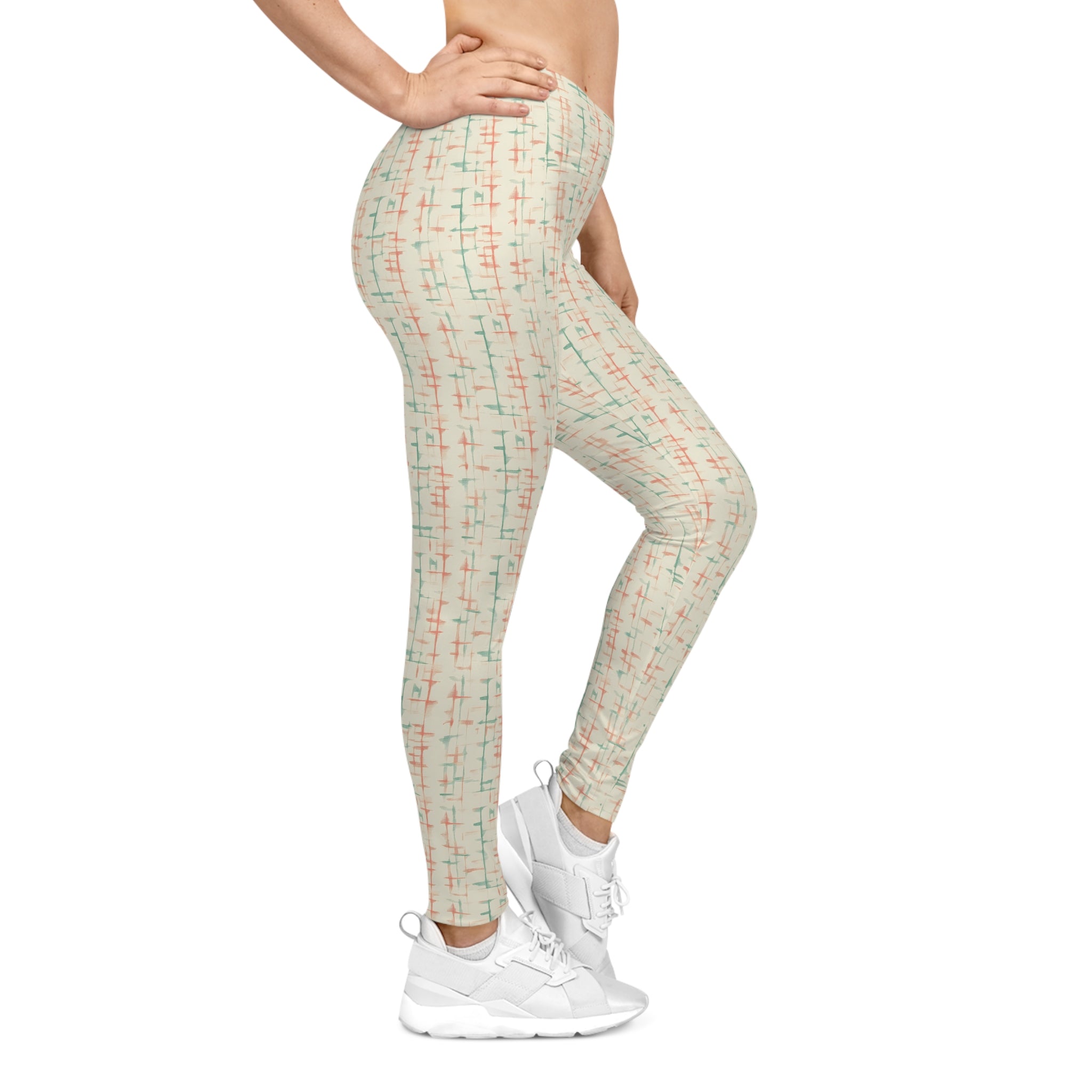 Retro Mid-Century Grid Leggings | All-Over Print