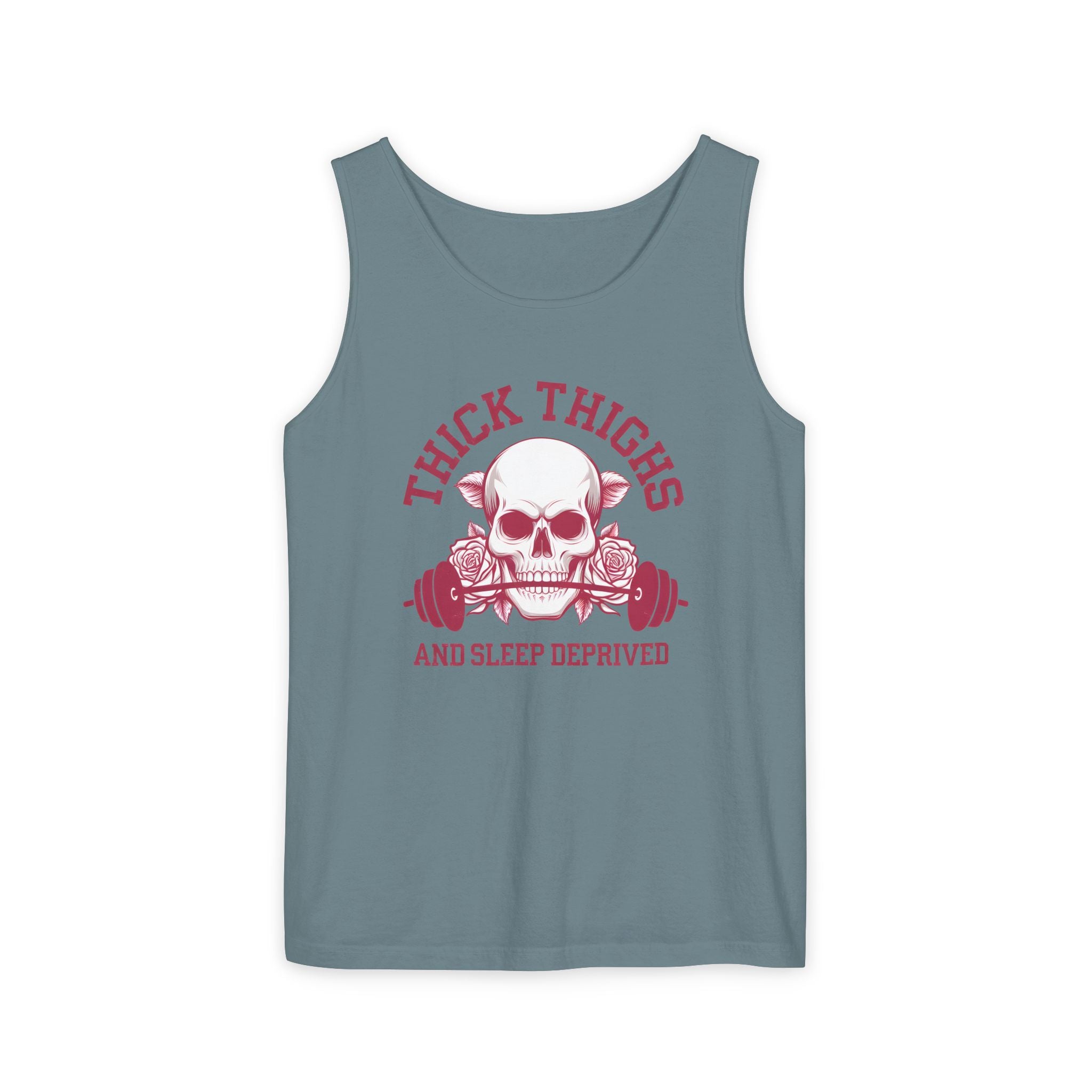Thick Thighs And Sleep Deprived tank top | Skull Barbell Fitness
