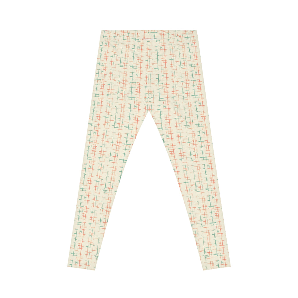 Retro Mid-Century Grid Leggings | All-Over Print