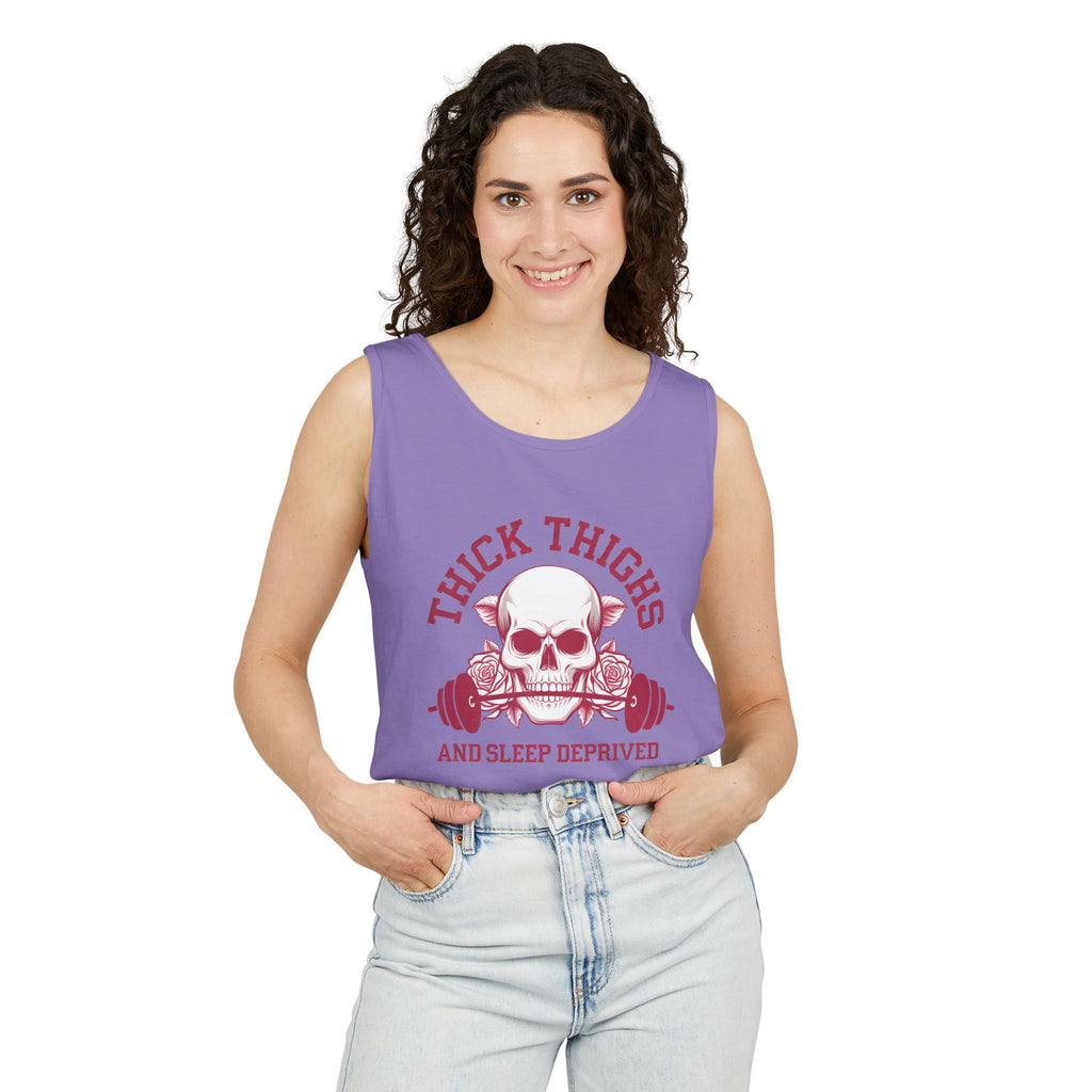Thick Thighs And Sleep Deprived tank top | Skull Barbell Fitness