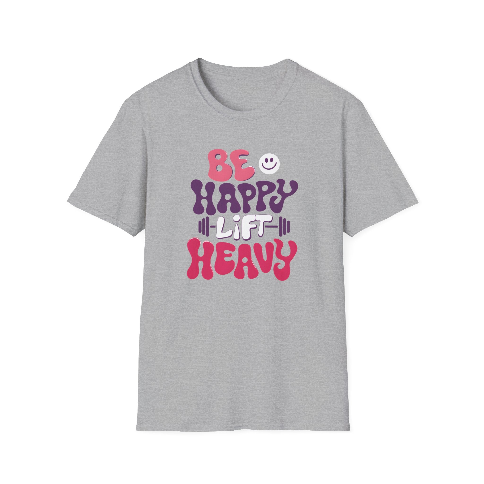 T-Shirt — "Be Happy Heavy" Retro Fitness Graphic Tee