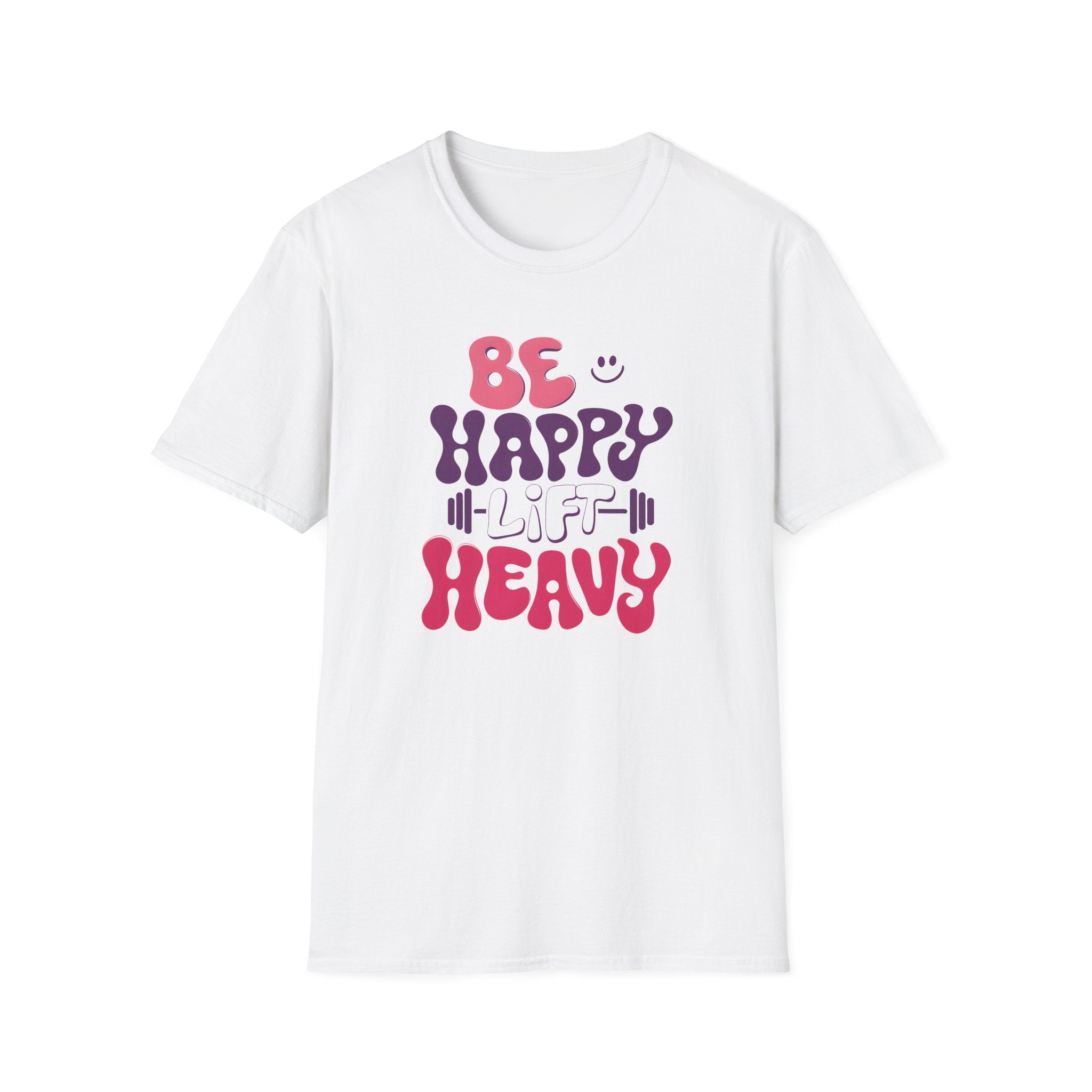 T-Shirt — "Be Happy Heavy" Retro Fitness Graphic Tee