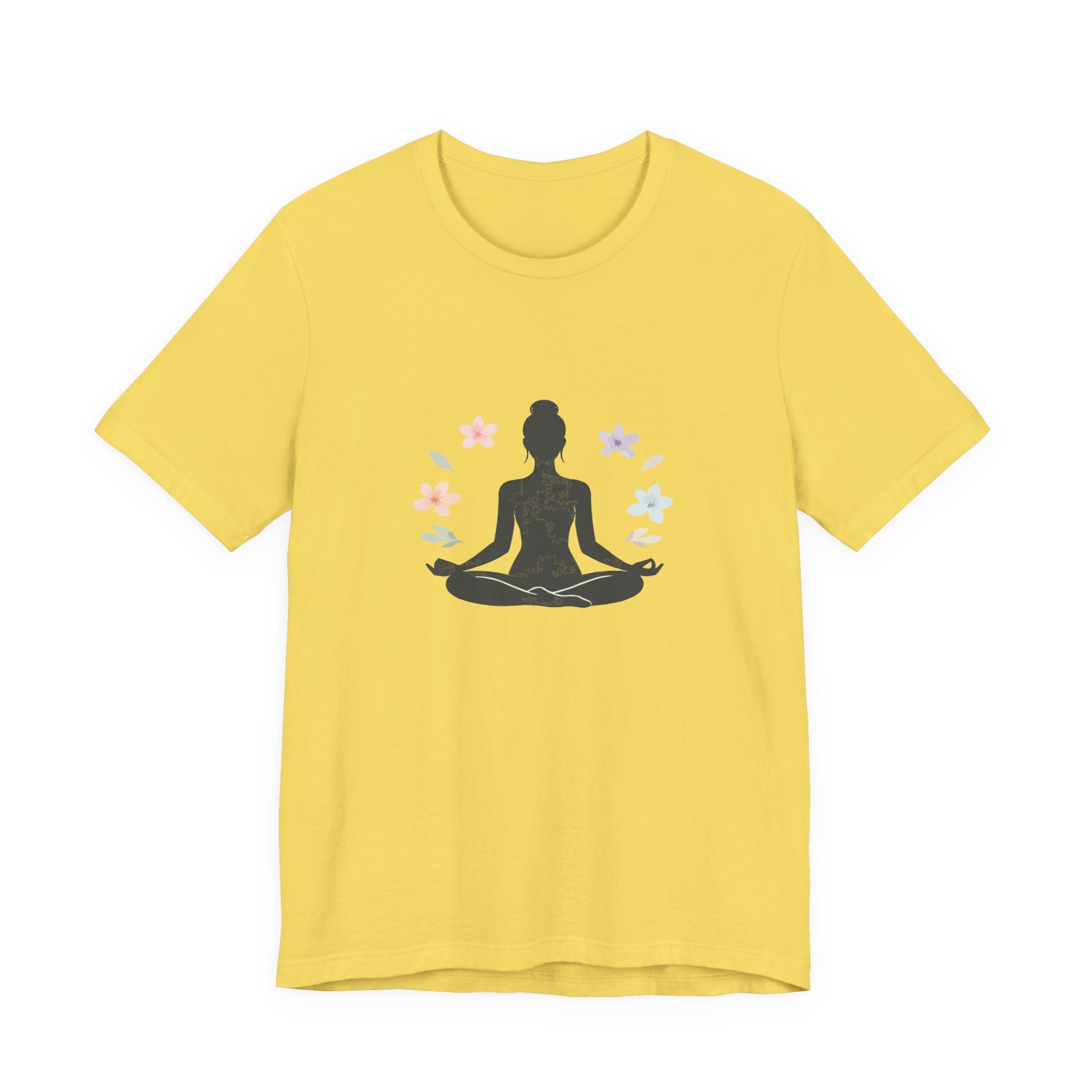 Yoga Meditation Tee — Lotus Pose Silhouette with Pastel Butterflies