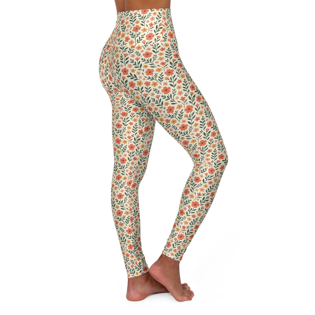 Colorful Floral Pattern High Waist Leggings | Floral Allover Print