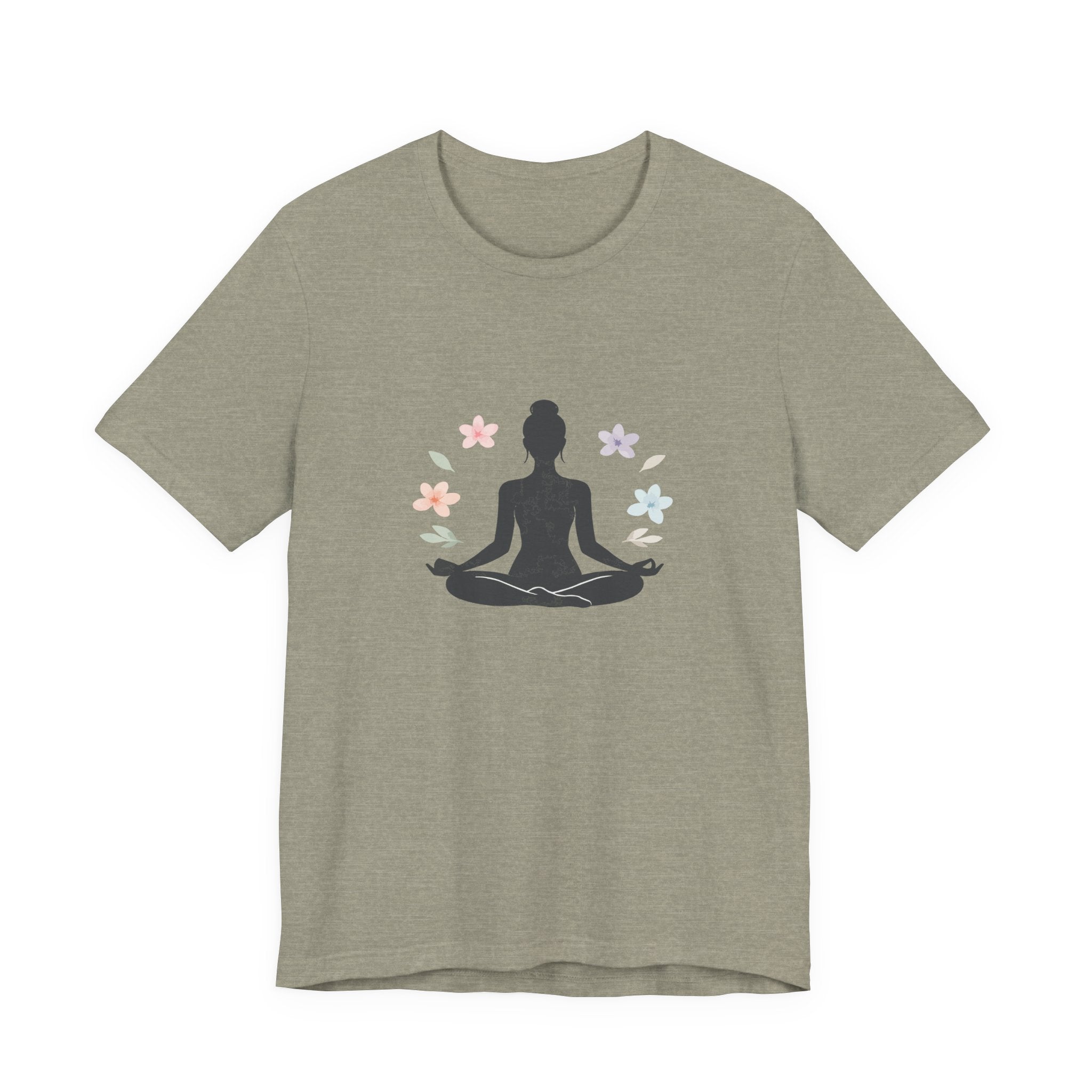 Yoga Meditation Tee — Lotus Pose Silhouette with Pastel Butterflies