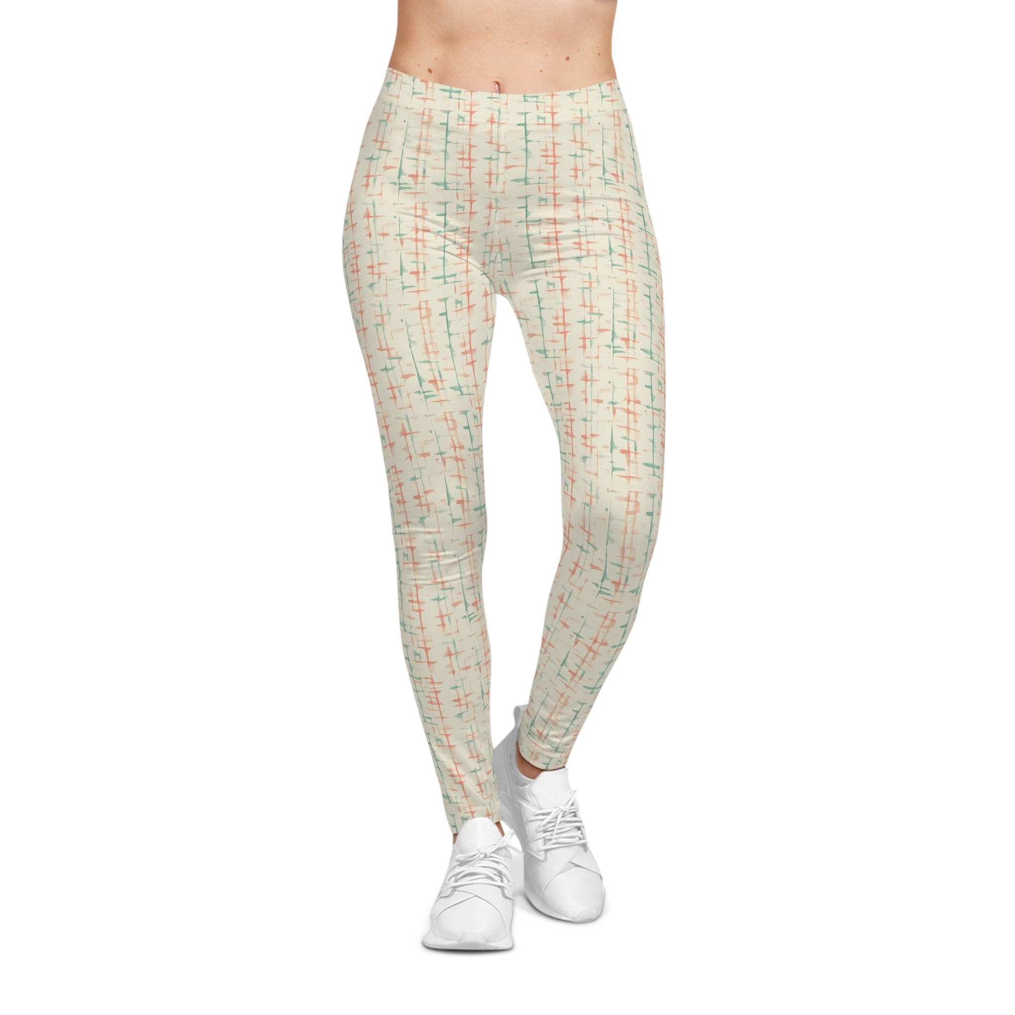 Retro Mid-Century Grid Leggings | All-Over Print