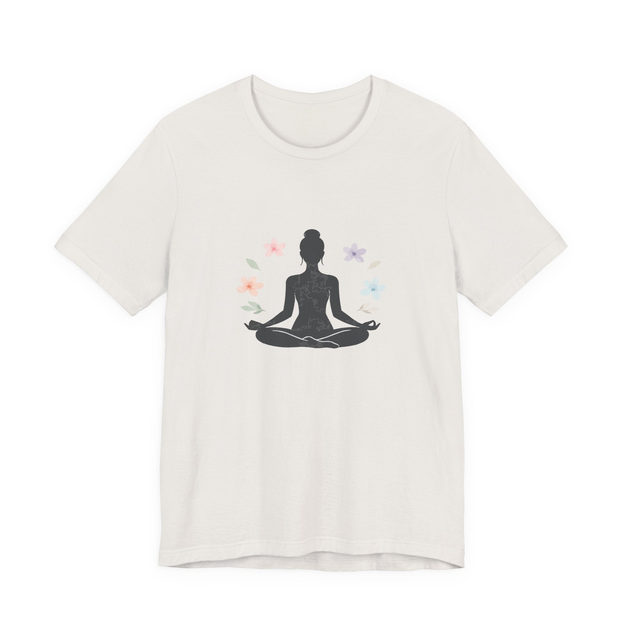 Yoga Meditation Tee — Lotus Pose Silhouette with Pastel Butterflies